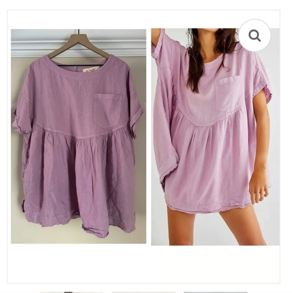 We The Free Lavender Oversized Peasant Top